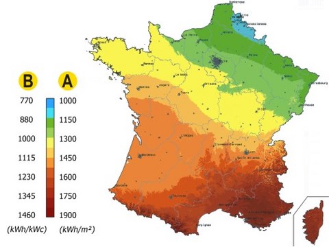 Ensoleillement d'un lieu et panneaux solaires